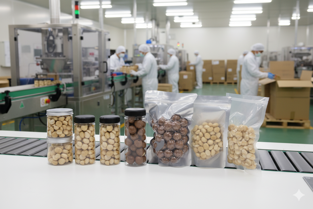 xuong dong goi hat macca xuat khau maca hills